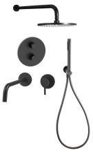 Комплект KITLIQ018NO006 со встраиваемым смесителем для раковины LIG006NO70, смеситель для душа LIQ018NO термостатический на 2 выхода, душ 225мм, LIGH