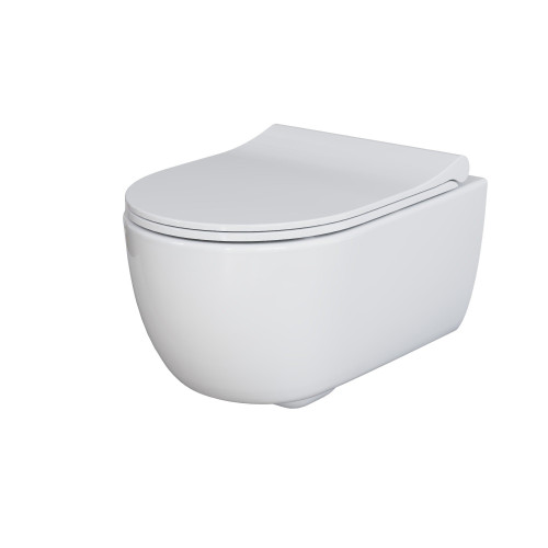 Унитаз Abner 103T20001R (545*360*330) БЕЛЫЙ подвесной БЕЗОБОДКОВЫЙ с тонкой крышкой