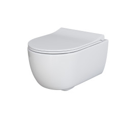 Унитаз Abner 103T20001R (545*360*330) БЕЛЫЙ подвесной БЕЗОБОДКОВЫЙ с тонкой крышкой