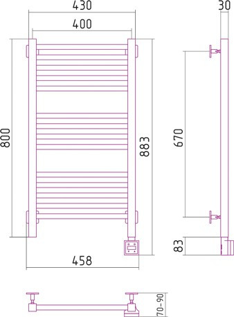 Электрический полотенцесушитель Сунержа Модус 800х400