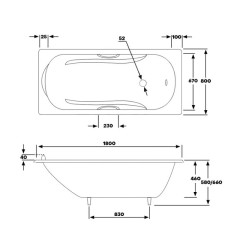Ванна чугунная Byon Christa 180x85 с ручками и ножками