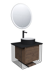 Тумба подвесная Grossman ВИНТАЖ-70 см с 1-м ящ. веллингтон/металл черный (ум.GR-3013)