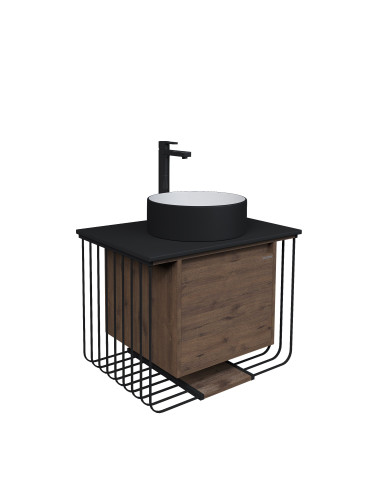 Тумба подвесная Grossman ВИНТАЖ-70 см с 1-м ящ. веллингтон/металл черный (ум.GR-3013)