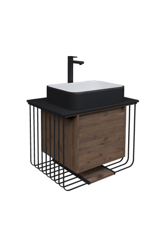 Тумба подвесная Grossman ВИНТАЖ-70 см с 1-м ящ. веллингтон/металл черный (ум.GR-3013)