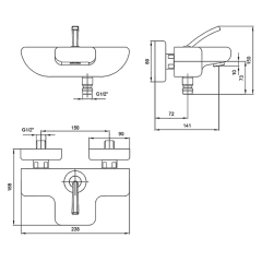 Смеситель для ванны E.C.A. Novita 104502447
