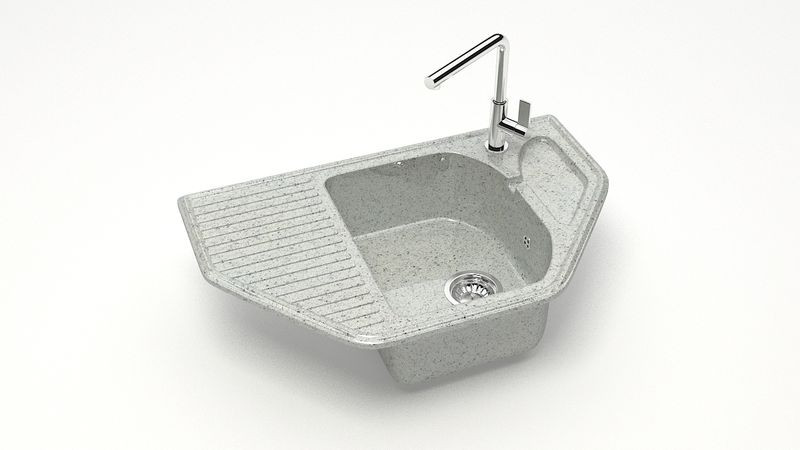 Мойка угловая (800х500х175) Рики Z22Q10(светл.сер.)