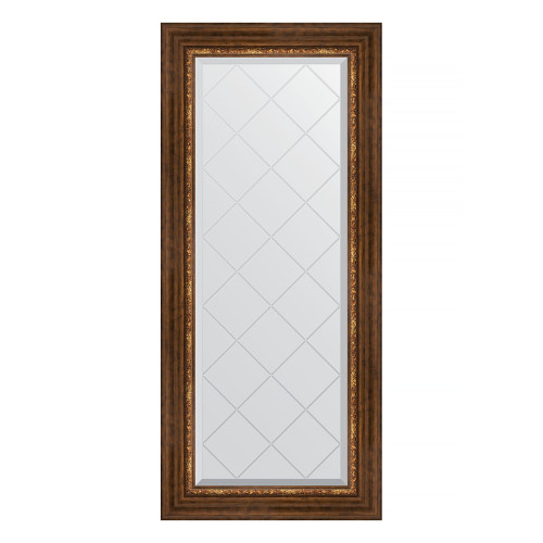 Зеркало настенное с гравировкой EVOFORM в багетной раме римская бронза, 56х126 см, BY 4062
