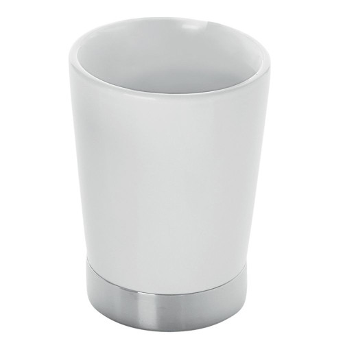 Gedy Petunia, настольный керамический стакан, цвет хром - белая керамика