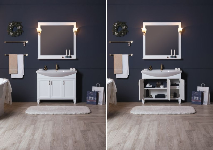 Тумба с раковиной Aquanet Валенса NEW 105 белый