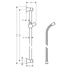 Душевая штанга Hansgrohe Unica Classic 65 см со шлангом (27617000)