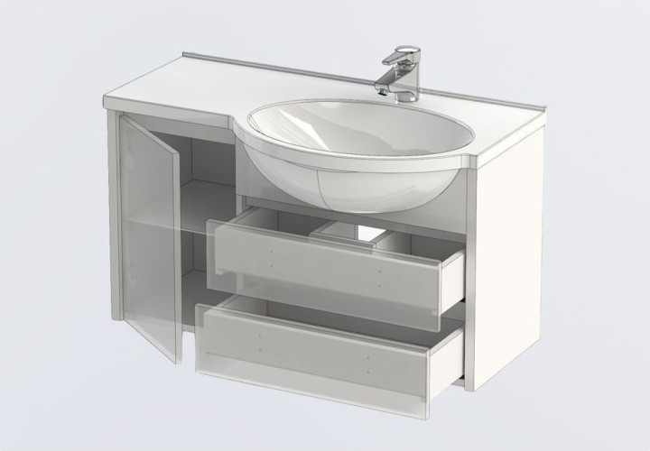 Тумба с раковиной Aquanet Лайн 90 R белый