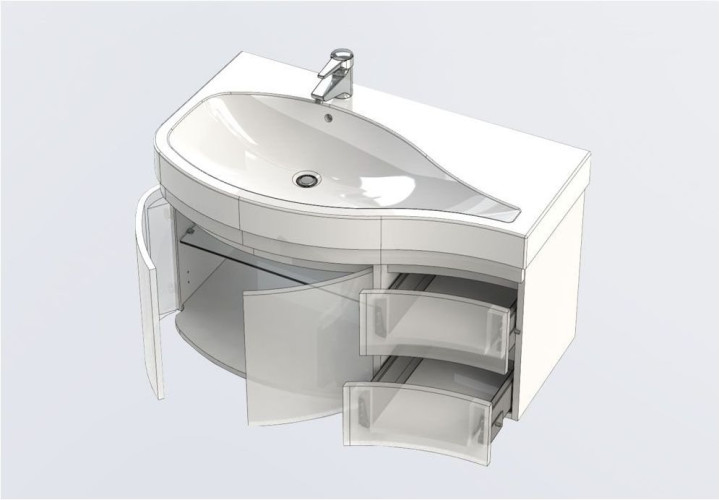 Тумба с раковиной Aquanet Сопрано 95 L черный (2 дверцы 2 ящика)