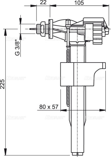 A16P-3/8" Впускной механизм с боковой подводкой и металлической резьбой (для пластиковых бачков )замена на А160Р-3/8“