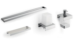 400C67MNS09MHW Calacatta Модуль подвесной 400мм: рейлинг A8883CNS+ дозатор A8812MNS21+дозатор A8867MNS21+полочка A8809MHW,нерж.сталь AISI 304,стекло м