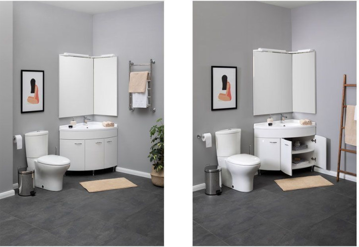 Зеркало Aquanet Корнер 88 R белый