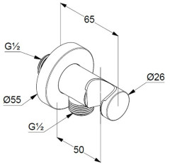 Шланговое подключение Kludi A-Qa 6054739-00 с держателем для ручного дужа, черный матовый (6054739-00)