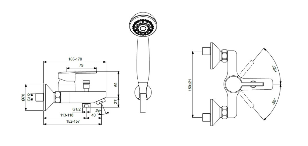 BA279AA LOGIK Смеситель для ванны/душа
