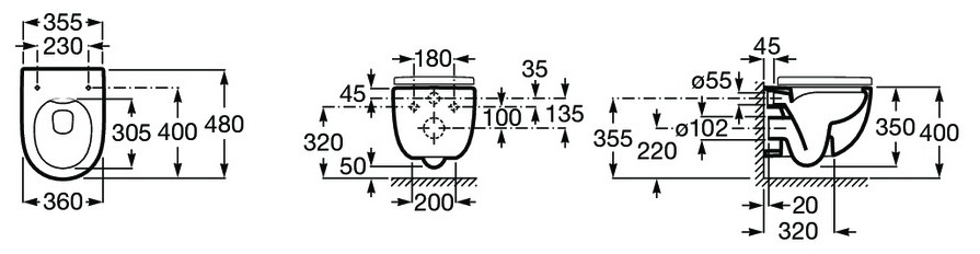 Унитаз подвесной Roca Meridian-N (7.3462.4.400.0)