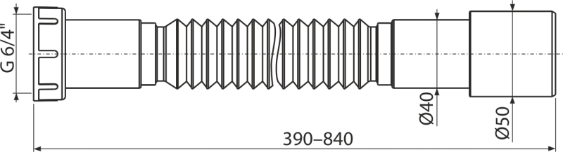 Гибкое соединение Alcadrain 6х4х40/50 пластик (A770)