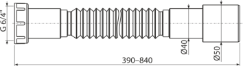 Гибкое соединение Alcadrain 6х4х40/50 пластик (A770)