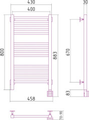 Электрический полотенцесушитель Сунержа Модус 800х400 скрытое подключение
