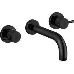 Emmevi Piper, встраиваемый в стену двухрычажный смеситель для раковины, без донного клапана, цвет черный матовый