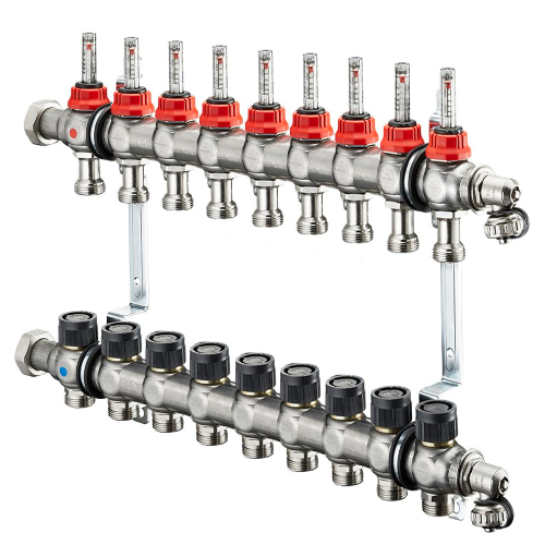 Распределительная гребенка Oventrop Multidis SF, 9 х G ? с ротаметрами