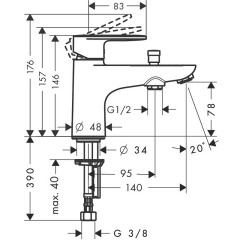 Смеситель на борт ванны Hansgrohe Vernis Blend Хром (71444000)