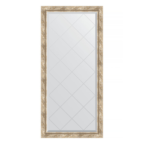 Зеркало настенное с гравировкой EVOFORM в багетной раме прованс с плетением, 73х155 см, BY 4263