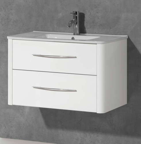 IBX ASUN, тумба под раковину 100 см, 2 ящика с ручками, цвет белый глянцевый лак