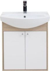 Тумба с раковиной Aquanet Грейс 60 дуб сонома/белый (2 дверцы)