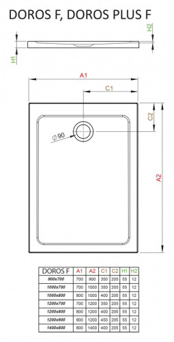 Акриловый поддон для душа Radaway Doros F 90x70x5,5