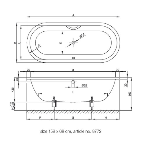 Стальная ванна Bette Starlet Flair Oval 158х68 8772-000 AR