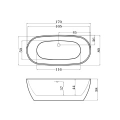 Отдельностоящая акриловая ванна Ceruttispa Fiastra С-3175 170x80 Белая со сливом-переливом
