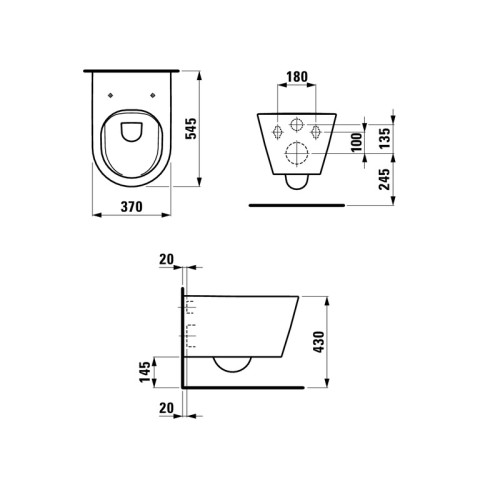 Унитаз LAUFEN K BY, подвесной, Rimless