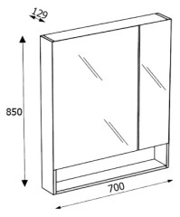 THE GAP ORIGINAL Шкаф зеркальный 700 мм, белый глянец