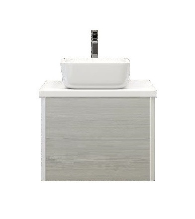 Тумба под раковину AQUATON Брук 60 подвесная с двумя ящиками, дуб латте (1A201901BCDL0)