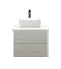 Тумба под раковину AQUATON Брук 60 подвесная с двумя ящиками, дуб латте (1A201901BCDL0)