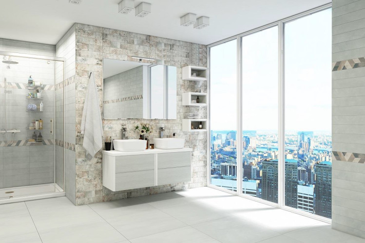 Тумба под раковину AQUATON Брук 60 подвесная с двумя ящиками, дуб латте (1A201901BCDL0)