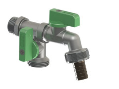 Садовый кран двойной ARCO 1/2&quot; х 3/4&quot; х 3/4&quot;, латунь хромированная