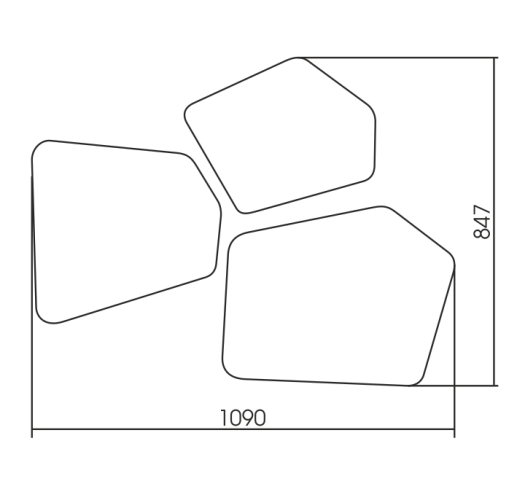 Комплект зеркал AZARIO Bionic бесконтактный сенсор, 3 элемента (LED-00002547)