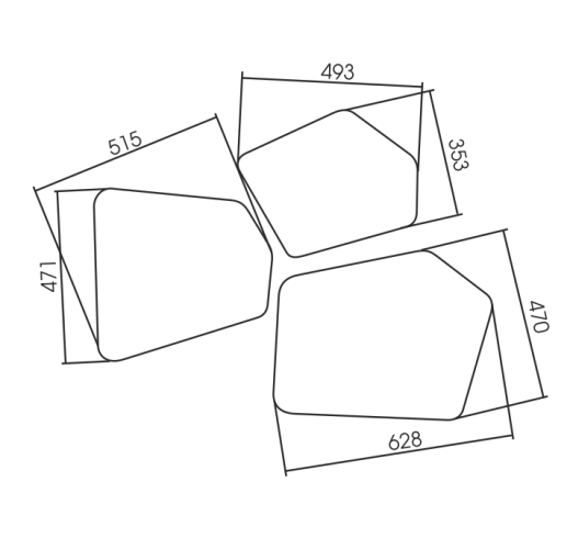 Комплект зеркал AZARIO Bionic бесконтактный сенсор, 3 элемента (LED-00002547)