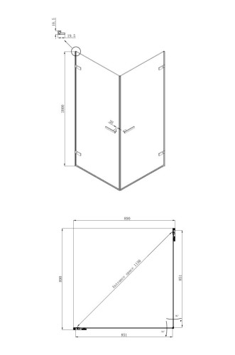 Душевое ограждение Ambassador Abner 10011105 (900x900x2000)