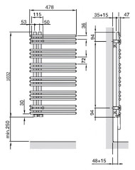Полотенцесушитель Zehnder Yucca asymmetric YAE-090-050/YD (VD)