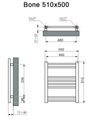Полотенцесушитель Terma BONE 510/500 RAL 9005 черный матовый