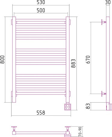 Электрический полотенцесушитель Сунержа Модус 800х500