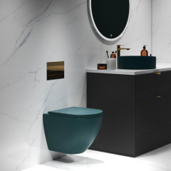 Унитаз Grossman GR-4455OLMS (485*360*375) ЗЕЛЕНЫЙ МАТОВЫЙ подвесной БЕЗОБОДКОВЫЙ с тонкой крышкой