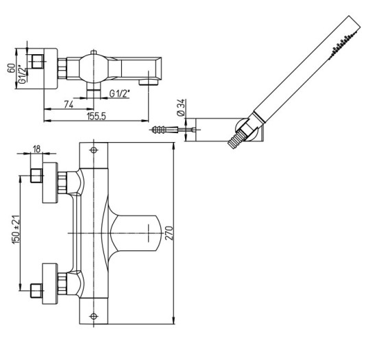 Смеситель для ванны Paini Ovo 86CR105TH