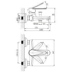 Смеситель одноручный для ванны RUSH Denis (DN0335-44)