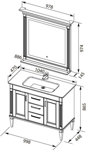 Комплект мебели для ванной Aquanet Селена 105 белый/серебро (3 ящика, 2 дверцы)